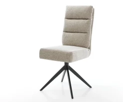DrehstuhlPela-Flex Webstoff Soft Beige Kreuzgestell breit Schwarz 360° drehbar Wippfunktion Taschenfederkern Sofort versandfertig