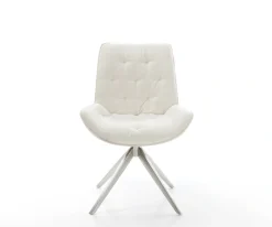DrehstuhlTaimi-Flex Bouclé Soft Beige Kreuzgestell breit Edelstahl 360° drehbar Wippfunktion Sofort versandfertig