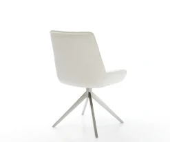 DrehstuhlTaimi-Flex Bouclé Soft Beige Kreuzgestell breit Edelstahl 360° drehbar Wippfunktion Sofort versandfertig