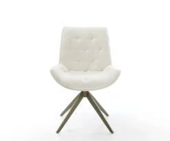 DrehstuhlTaimi-Flex Bouclé Soft Beige Kreuzgestell breit Effektfinish Titan 360° drehbar Wippfunktion Sofort versandfertig