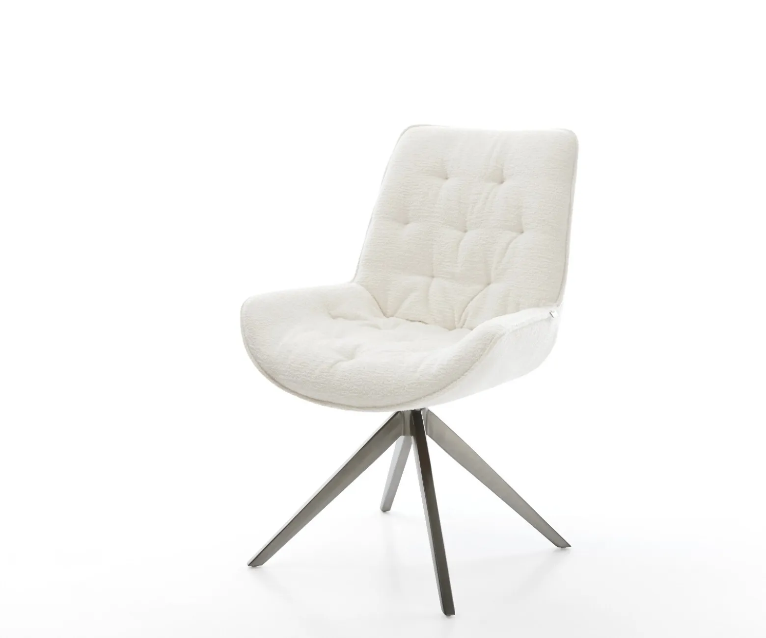 DrehstuhlTaimi-Flex Bouclé Soft Beige Kreuzgestell breit Graphit 360° drehbar Wippfunktion Sofort versandfertig