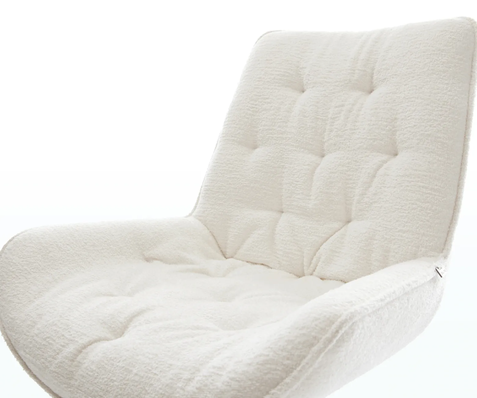 DrehstuhlTaimi-Flex Bouclé Soft Beige Kreuzgestell breit Graphit 360° drehbar Wippfunktion Sofort versandfertig