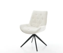 DrehstuhlTaimi-Flex Bouclé Soft Beige Kreuzgestell breit Schwarz 360° drehbar Wippfunktion Sofort versandfertig