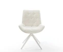 DrehstuhlTaimi-Flex Bouclé Soft Beige Kreuzgestell breit Weiß 360° drehbar Wippfunktion Sofort versandfertig