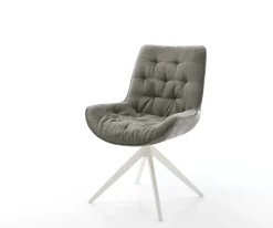 DrehstuhlTaimi-Flex Bouclé Soft Schlamm Kreuzgestell breit Weiß 360° drehbar Wippfunktion Sofort versandfertig