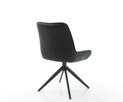 DrehstuhlTaimi-Flex Echt-Leder Schwarz Kreuzgestell breit Schwarz 360° drehbar Wippfunktion Sofort versandfertig