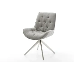 DrehstuhlTaimi-Flex Strukturstoff Soft Grau Kreuzgestell breit Edelstahl 360° drehbar Wippfunktion Sofort versandfertig