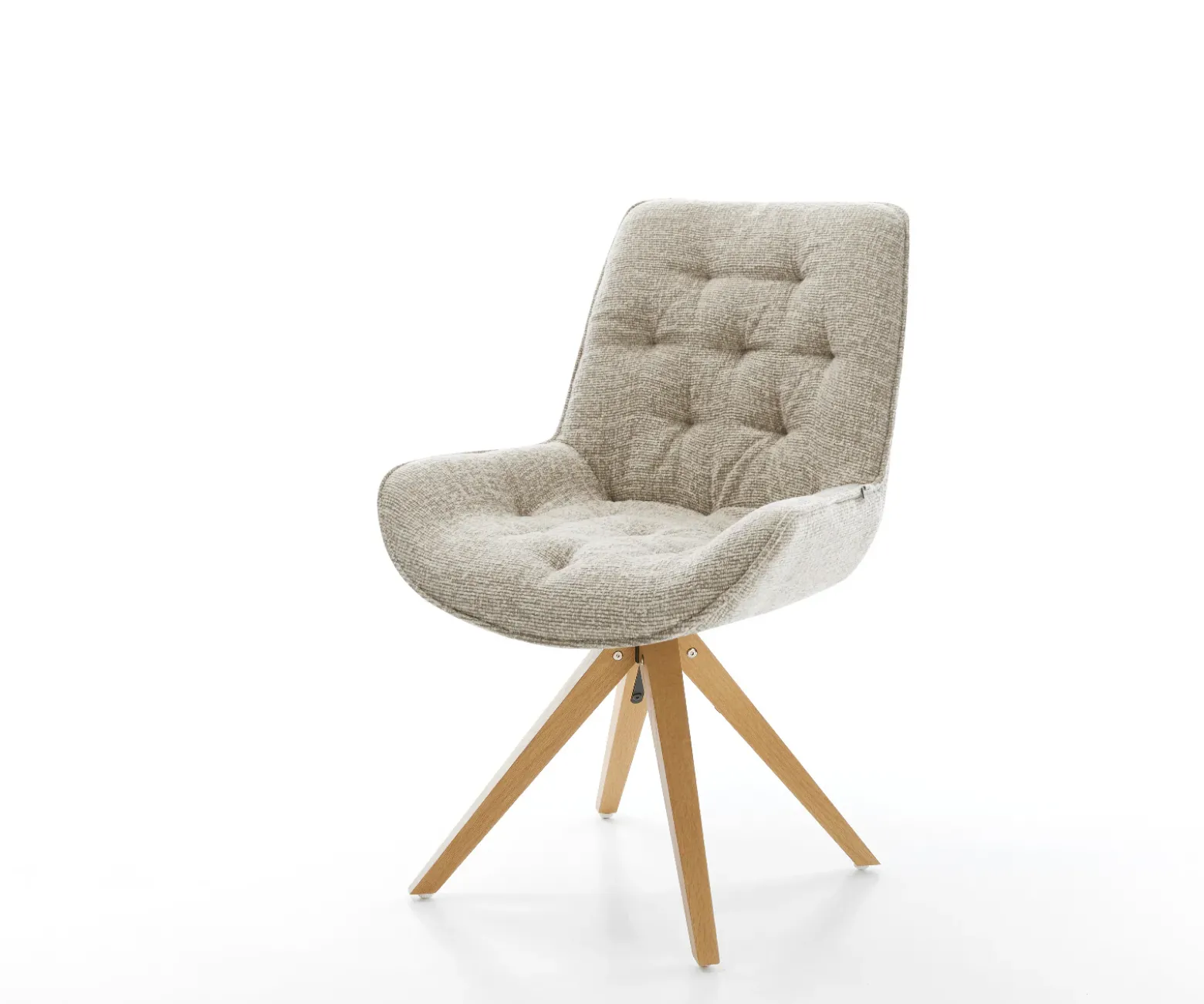 DrehstuhlTaimi-Flex Webstoff Soft Beige Holzgestell kantig Natur 360° drehbar Versandfertig ca. 28.10.26
