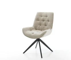 DrehstuhlTaimi-Flex Webstoff Soft Beige Kreuzgestell breit Schwarz 360° drehbar Wippfunktion Sofort versandfertig