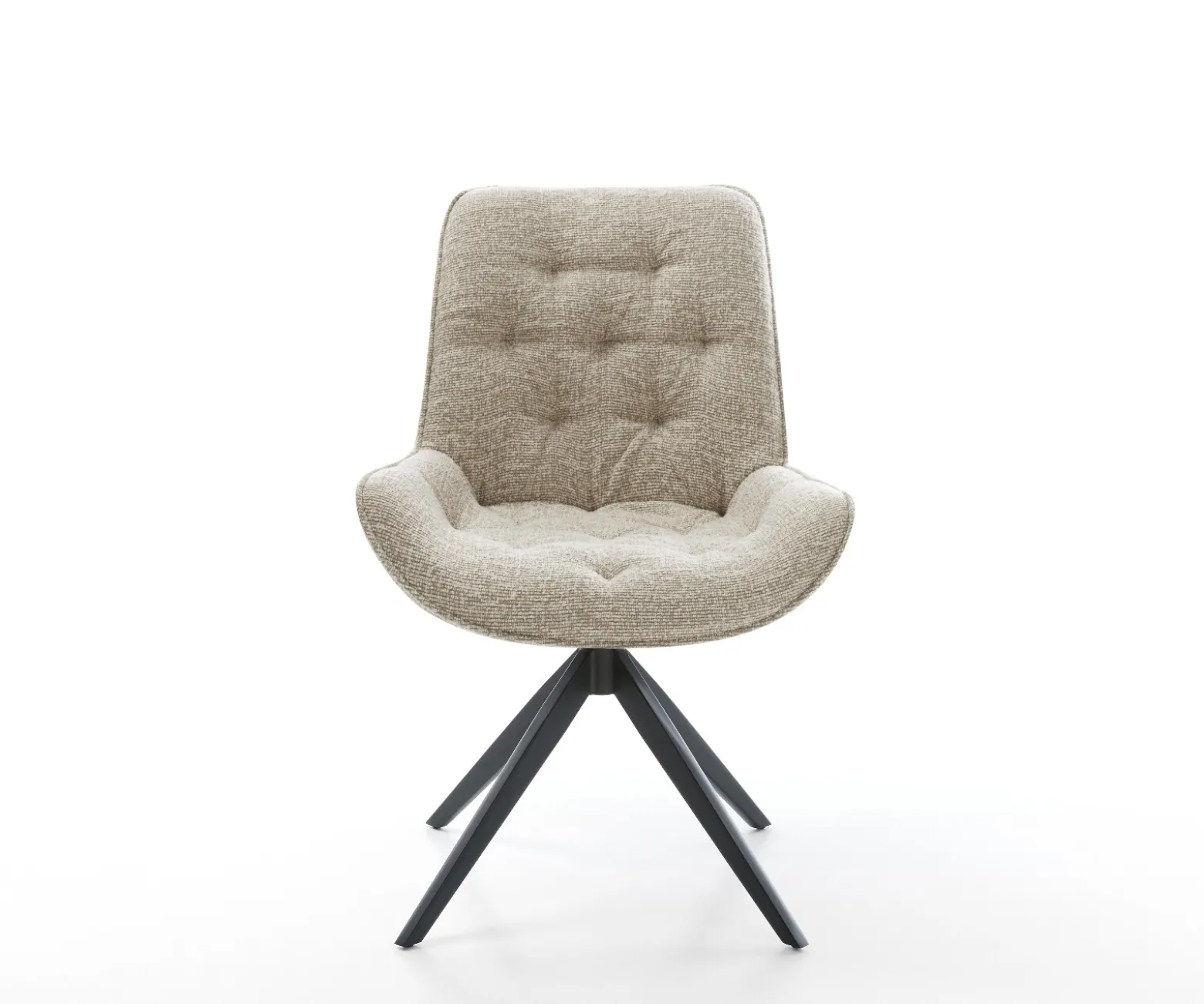 DrehstuhlTaimi-Flex Webstoff Soft Beige Kreuzgestell breit Schwarz 360° drehbar Wippfunktion Sofort versandfertig