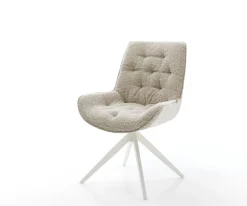 DrehstuhlTaimi-Flex Webstoff Soft Beige Kreuzgestell breit Weiß 360° drehbar Wippfunktion Sofort versandfertig