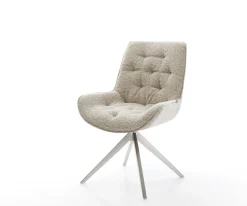 DrehstuhlTaimi-Flex Webstoff Soft Beige Kreuzgestell breit Edelstahl 360° drehbar Wippfunktion Sofort versandfertig