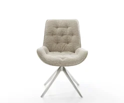 DrehstuhlTaimi-Flex Webstoff Soft Beige Kreuzgestell breit Edelstahl 360° drehbar Wippfunktion Sofort versandfertig