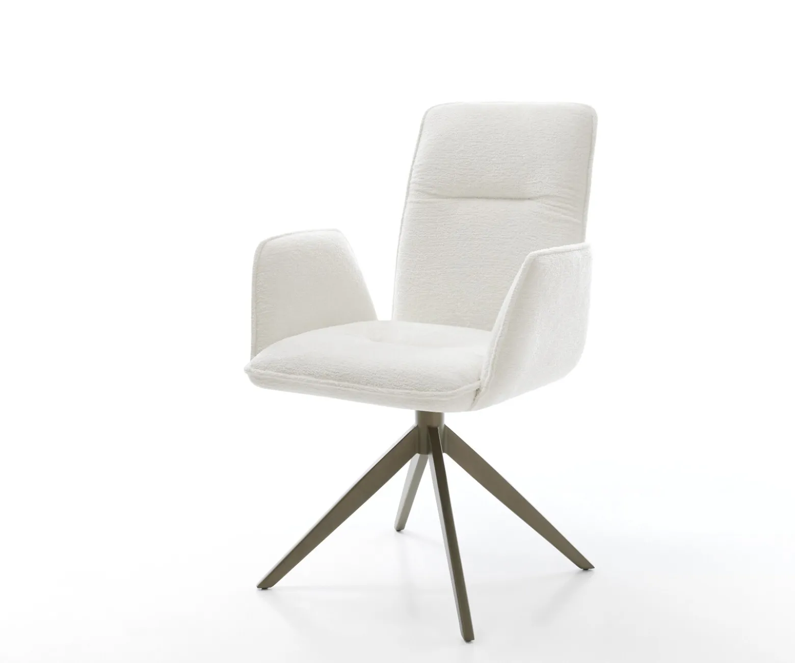 DrehstuhlVinja-Flex Bouclé Soft Beige Kreuzgestell breit Effektfinish Titan 360° drehbar Wippfunktion Sofort versandfertig