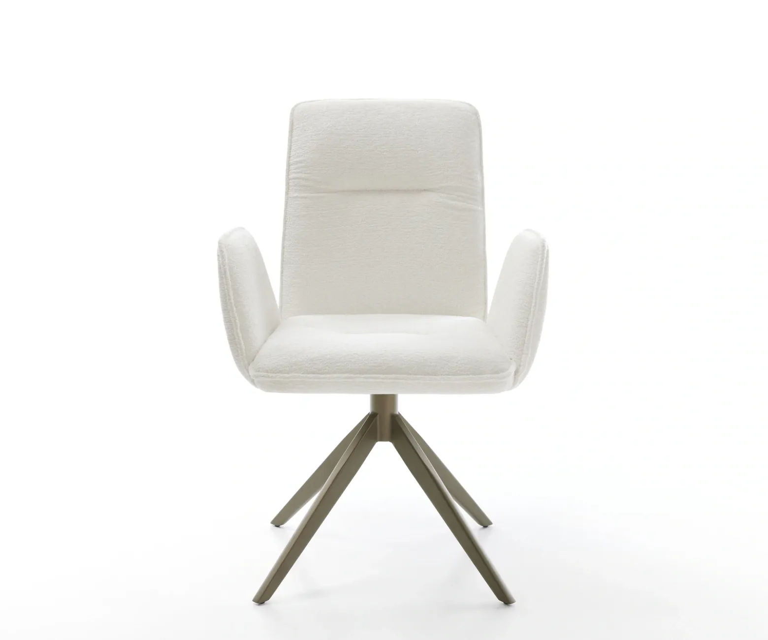 DrehstuhlVinja-Flex Bouclé Soft Beige Kreuzgestell breit Effektfinish Titan 360° drehbar Wippfunktion Sofort versandfertig
