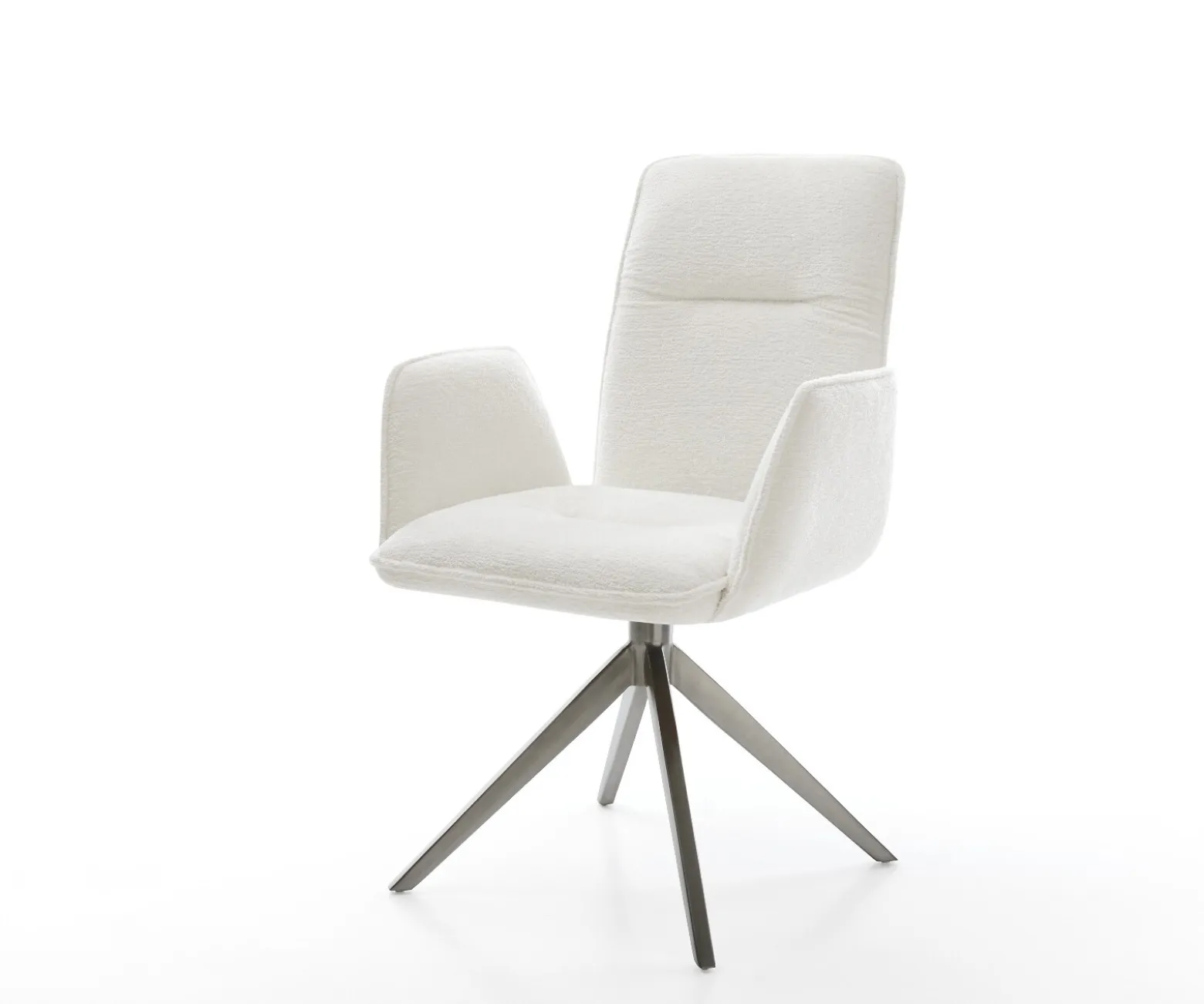 DrehstuhlVinja-Flex Bouclé Soft Beige Kreuzgestell breit Graphit 360° drehbar Wippfunktion Sofort versandfertig