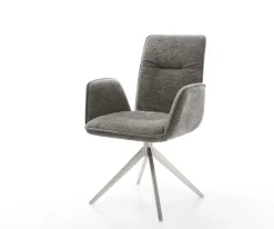 DrehstuhlVinja-Flex Bouclé Soft Schlamm Kreuzgestell breit Edelstahl 360° drehbar Wippfunktion Sofort versandfertig