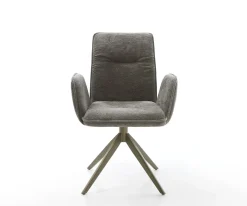 DrehstuhlVinja-Flex Bouclé Soft Schlamm Kreuzgestell breit Effektfinish Titan 360° drehbar Wippfunktion Sofort versandfertig