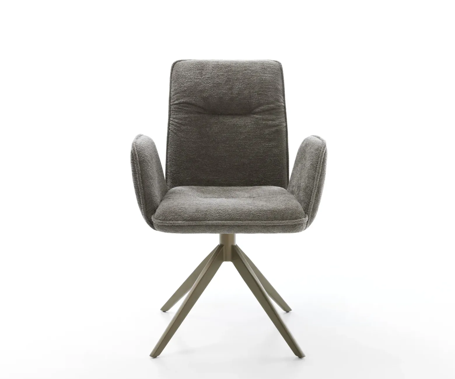 DrehstuhlVinja-Flex Bouclé Soft Schlamm Kreuzgestell breit Effektfinish Titan 360° drehbar Wippfunktion Sofort versandfertig