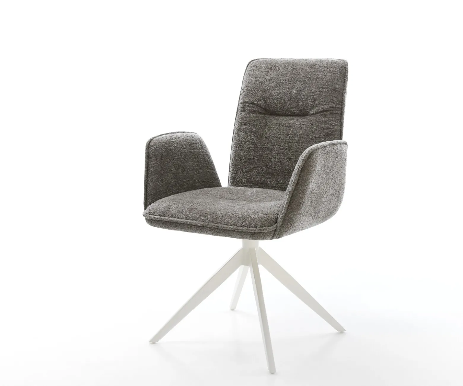 DrehstuhlVinja-Flex Bouclé Soft Schlamm Kreuzgestell breit Weiß 360° drehbar Wippfunktion Sofort versandfertig