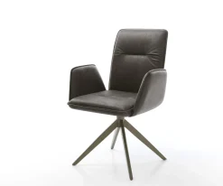 DrehstuhlVinja-Flex Mikrofaser Anthrazit Vintage Kreuzgestell breit Effektfinish Titan 360° drehbar Sofort versandfertig