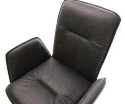 DrehstuhlVinja-Flex Mikrofaser Anthrazit Vintage Kreuzgestell breit Edelstahl 360° drehbar Wippfunktion Sofort versandfertig
