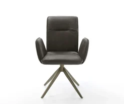 DrehstuhlVinja-Flex Mikrofaser Anthrazit Vintage Kreuzgestell breit Effektfinish Titan 360° drehbar Wippfunktion Sofort versandfertig