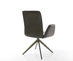 DrehstuhlVinja-Flex Mikrofaser Anthrazit Vintage Kreuzgestell breit Effektfinish Titan 360° drehbar Wippfunktion Sofort versandfertig