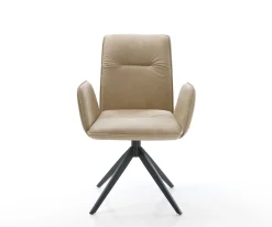 DrehstuhlVinja-Flex Mikrofaser Beige Vintage Kreuzgestell breit Schwarz 360° drehbar Wippfunktion Sofort versandfertig