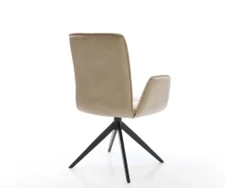 DrehstuhlVinja-Flex Mikrofaser Beige Vintage Kreuzgestell breit Schwarz 360° drehbar Wippfunktion Sofort versandfertig