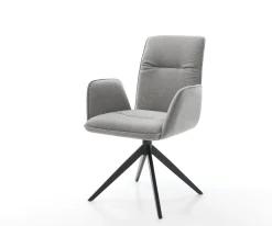DrehstuhlVinja-Flex Strukturstoff Soft Grau Kreuzgestell breit Schwarz 360° drehbar Wippfunktion Sofort versandfertig