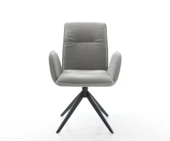 DrehstuhlVinja-Flex Strukturstoff Soft Grau Kreuzgestell breit Schwarz 360° drehbar Wippfunktion Sofort versandfertig
