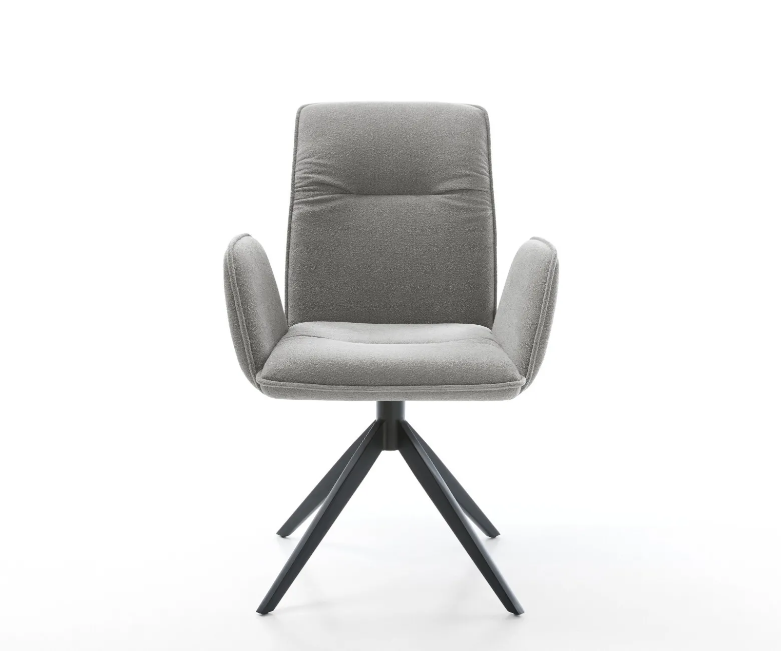 DrehstuhlVinja-Flex Strukturstoff Soft Grau Kreuzgestell breit Schwarz 360° drehbar Wippfunktion Sofort versandfertig