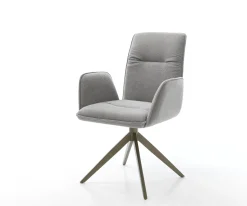 DrehstuhlVinja-Flex Strukturstoff Soft Grau Kreuzgestell breit Effektfinish Titan 360° drehbar Wippfunktion Sofort versandfertig