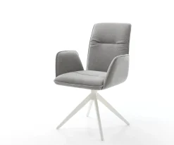 DrehstuhlVinja-Flex Strukturstoff Soft Grau Kreuzgestell breit Weiß 360° drehbar Wippfunktion Sofort versandfertig