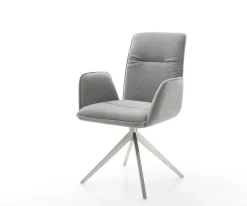 DrehstuhlVinja-Flex Strukturstoff Soft Grau Kreuzgestell breit Edelstahl 360° drehbar Wippfunktion Sofort versandfertig