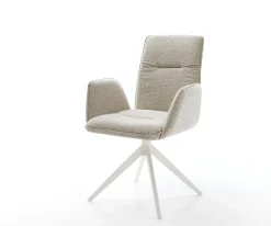 DrehstuhlVinja-Flex Webstoff Soft Beige Kreuzgestell breit Weiß 360° drehbar Wippfunktion Sofort versandfertig