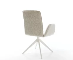 DrehstuhlVinja-Flex Webstoff Soft Beige Kreuzgestell breit Weiß 360° drehbar Wippfunktion Sofort versandfertig