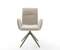 DrehstuhlVinja-Flex Webstoff Soft Beige Kreuzgestell breit Effektfinish Titan 360° drehbar Wippfunktion Sofort versandfertig
