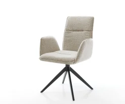 DrehstuhlVinja-Flex Webstoff Soft Beige Kreuzgestell breit Schwarz 360° drehbar Wippfunktion Sofort versandfertig