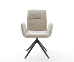 DrehstuhlVinja-Flex Webstoff Soft Beige Kreuzgestell breit Schwarz 360° drehbar Wippfunktion Sofort versandfertig