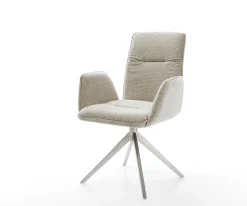 DrehstuhlVinja-Flex Webstoff Soft Beige Kreuzgestell breit Edelstahl 360° drehbar Wippfunktion Sofort versandfertig