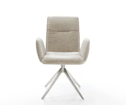 DrehstuhlVinja-Flex Webstoff Soft Beige Kreuzgestell breit Edelstahl 360° drehbar Wippfunktion Sofort versandfertig