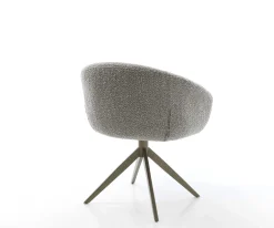 DrehstuhlVinka-Flex mit Armlehnen Bouclé Silbergrau Kreuzgestell breit Effektfinish Titan 360° drehbar Wippfunktion Taschenfederkern Sofort versandfertig
