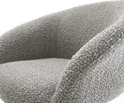 DrehstuhlVinka-Flex mit Armlehnen Bouclé Silbergrau Kreuzgestell breit Edelstahl 360° drehbar Taschenfederkern Sofort versandfertig