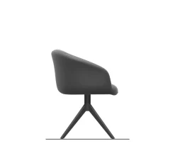 DrehstuhlVinka-Flex mit Armlehnen Bouclé Silbergrau Kreuzgestell breit Edelstahl 360° drehbar Wippfunktion Taschenfederkern Sofort versandfertig