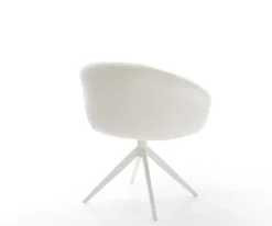 DrehstuhlVinka-Flex mit Armlehnen Bouclé Soft Beige Kreuzgestell breit Weiß 360° drehbar Wippfunktion Taschenfederkern Sofort versandfertig