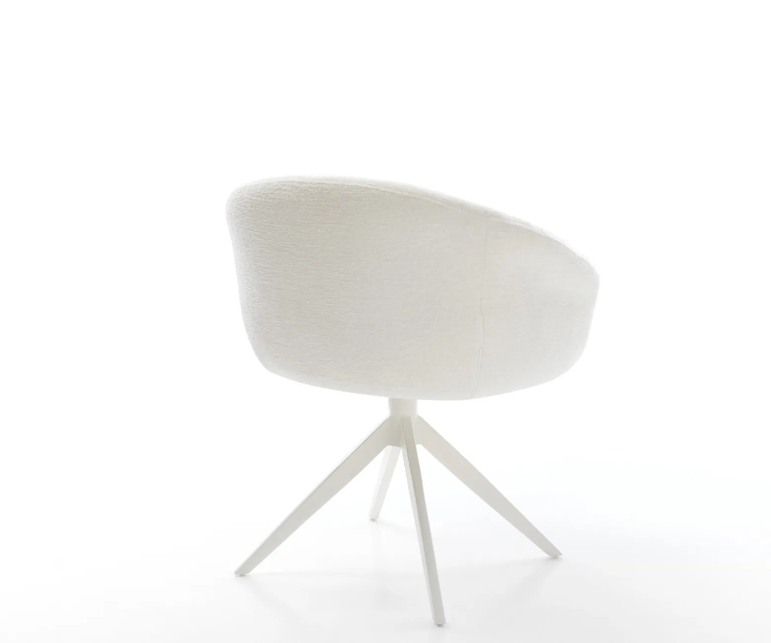 DrehstuhlVinka-Flex mit Armlehnen Bouclé Soft Beige Kreuzgestell breit Weiß 360° drehbar Wippfunktion Taschenfederkern Sofort versandfertig