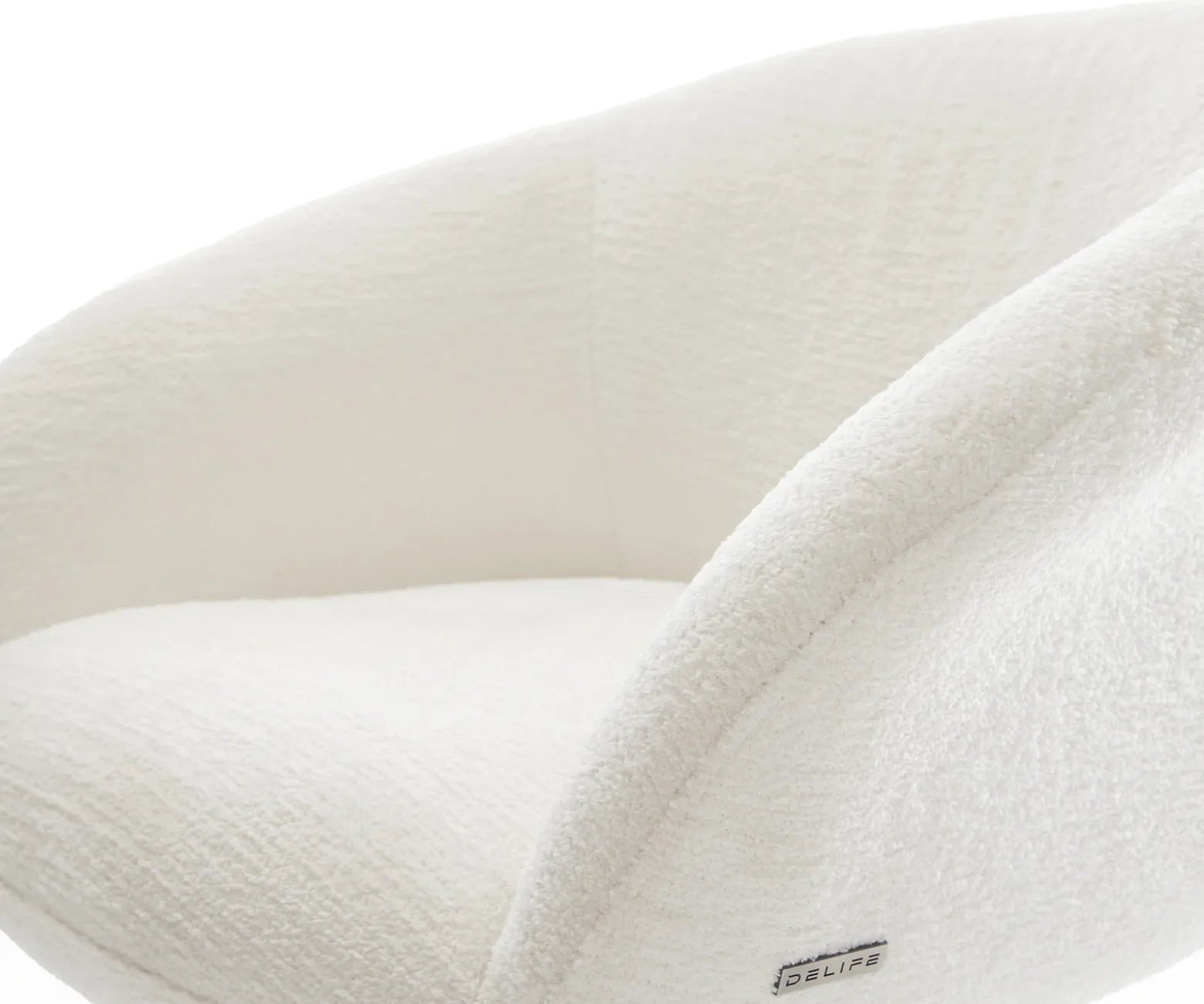 DrehstuhlVinka-Flex mit Armlehnen Bouclé Soft Beige Kreuzgestell breit Edelstahl 360° drehbar Wippfunktion Taschenfederkern Sofort versandfertig