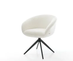 DrehstuhlVinka-Flex mit Armlehnen Bouclé Soft Beige Kreuzgestell breit Schwarz 360° drehbar Wippfunktion Taschenfederkern Sofort versandfertig